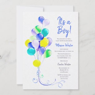 Convites É um Chá de fraldas dos Balões Azuis