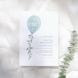 Convites É Um Chá de fraldas Eucalyptus Greenery Balloon