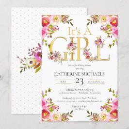 Convites É Um Chá de fraldas Floral De Blooms De Garotas