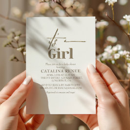 Convites É Um Chá de fraldas Mínimo Dourado Chic