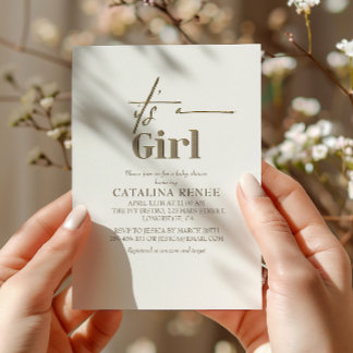 Convites É Um Chá de fraldas Mínimo Dourado Chic