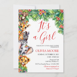 Convites É um Chá de fraldas Safari Garota