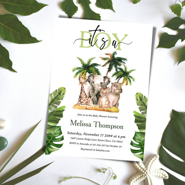 Convites É um Chá de fraldas tropical animal selvagem Safar (Criador carregado)
