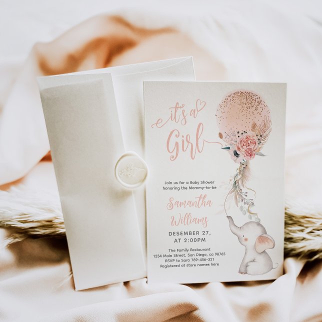 Convites É um Elefante Simples Rapariga e Chá de fraldas de (Criador carregado)