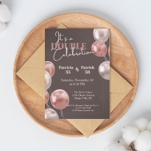 Convites É um Elegante de Aniversário Comum de Dupla Celebr