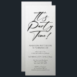 Convites É um Elegante Simples do aniversário de 40 anos do<br><div class="desc">É o Convite Elegante Simples de Convite Elegante para 4ª Festa de aniversário do Partido, 40º Quarenta, com um design minimalista com o texto "It's Party Time!" na tipografia do script de caligrafia negra moderna e personalizado abaixo com seu texto personalizado. O estilo e a cor da fonte de texto...</div>