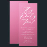 Convites É um Elegante Simples do aniversário de 40 anos do<br><div class="desc">É o Convite Elegante Simples de Convite Elegante para 4ª Festa de aniversário do Partido, 40º Quarenta, com um design minimalista com o texto "It's Party Time!" na tipografia moderna do roteiro de caligrafia branca e personalizado abaixo com seu texto personalizado. O estilo e a cor da fonte de texto...</div>