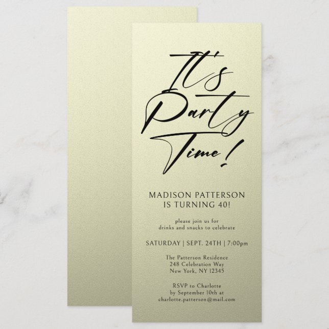 Convites É um Elegante Simples do aniversário de 40 anos do (Frente/Verso)