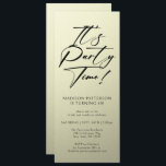 Convites É um Elegante Simples do aniversário de 40 anos do<br><div class="desc">É o Convite Elegante Simples de Convite Elegante para 4ª Festa de aniversário do Partido, 40º Quarenta, com um design minimalista com o texto "It's Party Time!" na tipografia do script de caligrafia negra moderna e personalizado abaixo com seu texto personalizado. O estilo e a cor da fonte de texto...</div>