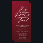 Convites É um Elegante Simples do aniversário de 40 anos do<br><div class="desc">É o Convite Elegante Simples de Convite Elegante para 4ª Festa de aniversário do Partido, 40º Quarenta, com um design minimalista com o texto "It's Party Time!" na tipografia moderna do roteiro de caligrafia branca e personalizado abaixo com seu texto personalizado. O estilo e a cor da fonte de texto...</div>