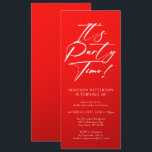 Convites É um Elegante Simples do aniversário de 40 anos do<br><div class="desc">É o Convite Elegante Simples de Convite Elegante para 4ª Festa de aniversário do Partido, 40º Quarenta, com um design minimalista com o texto "It's Party Time!" na tipografia moderna do roteiro de caligrafia branca e personalizado abaixo com seu texto personalizado. O estilo e a cor da fonte de texto...</div>