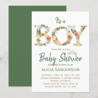 É um MENINO alfabeto floral script chá de bebê