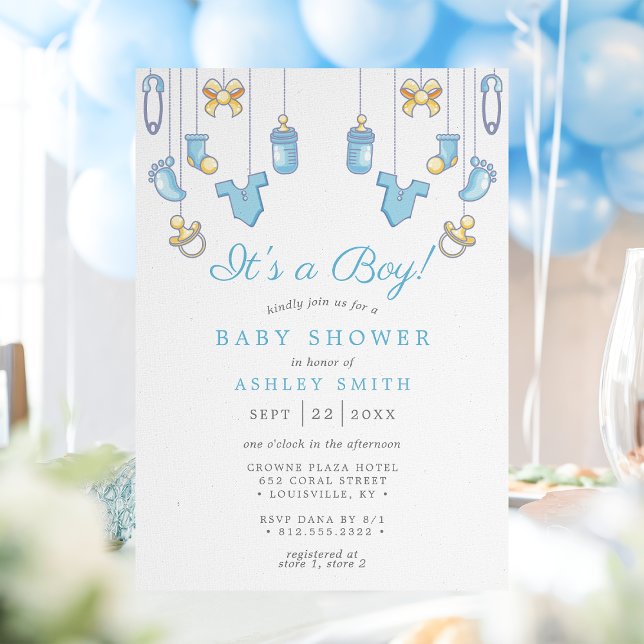 Convites É um Menino Azul Menino Baby Shower (Criador carregado)