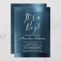 É um menino - Chá de fraldas azul metálico