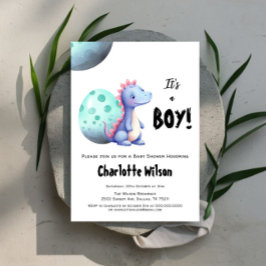 Convites É um Menino Chuveiro de Bebê Dinossauro Aquarela F