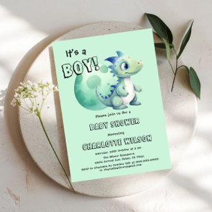 Convites É um Menino! Dinossauro Fofo com seu Ovo Churrasco