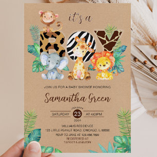 Convites É um Menino Safari Jungle Baby Shower