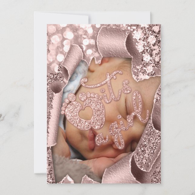 Convites É um Rosa de Fotografias Personalizado de Pés-Rapa (Verso)