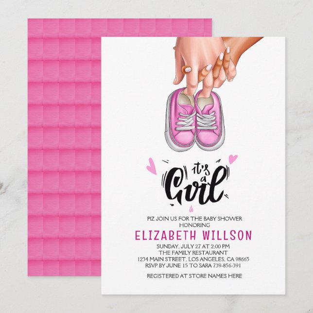 Convites É um show de gênero feminino Babyshower (Frente/Verso)