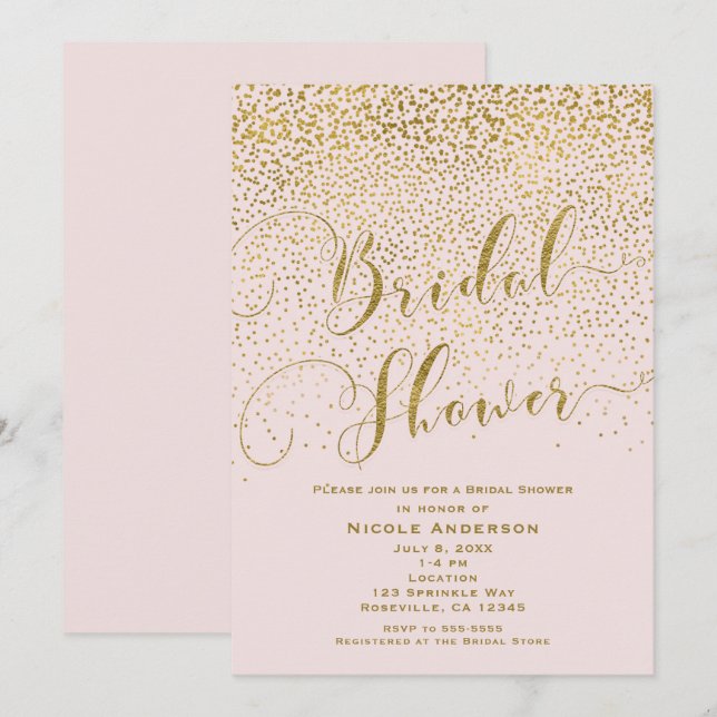 Convites É uma Chá de fraldas de garota, cor-de-rosa e cons (Frente/Verso)