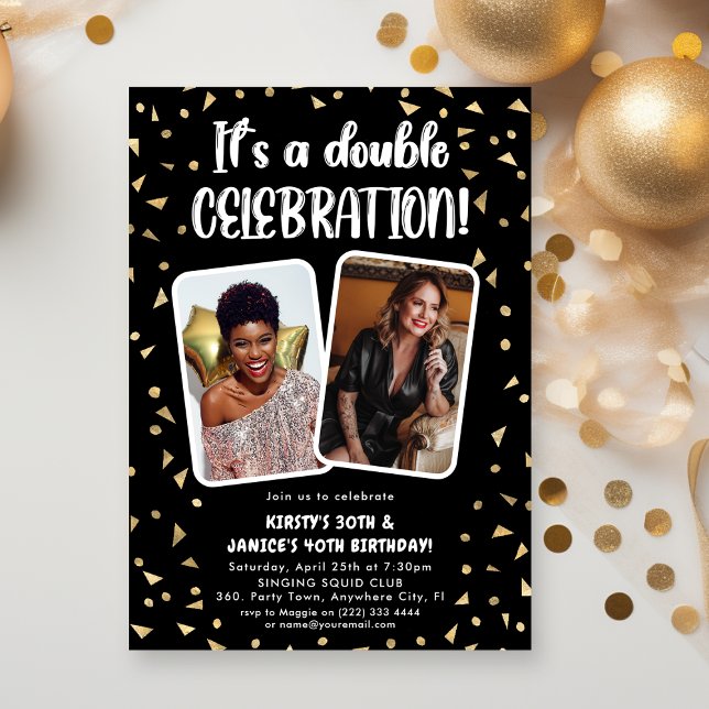 Convites É uma Festa de Aniversário com Foto de Dupla Celeb (Criador carregado)