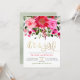 Convites É uma garota! Chá de fraldas Floral Rosa e Vermelh (Frente/Verso In Situ)