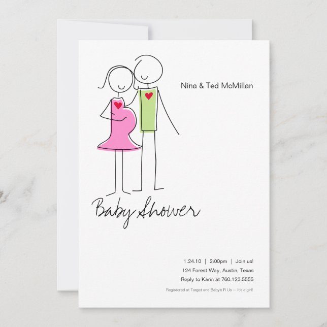 Convites É uma garota, Coed Baby Shower Invitations, 5x7 (Frente)