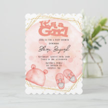 É uma garota de coral rosa e Chá de fraldas Dourad