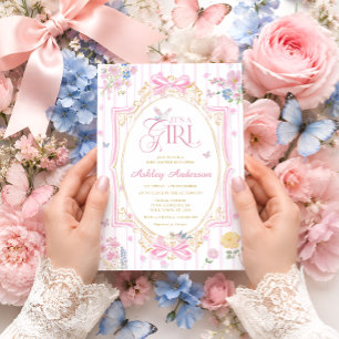 Convites É uma Menina Arco Caprichoso Floral Chás de Bebê