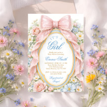 É uma Menina Arco Floral Rosa Coquette Chá de Bebê