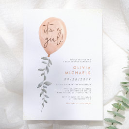 Convites É Uma Menina Balão Verde de Eucalipto Chá de Bebê