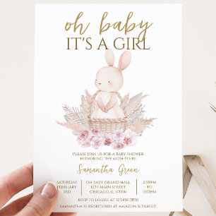 Convites É uma Menina Chás de Bebê Boho Bunny