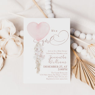Convites É uma Menina Chave de Coração Rosa Aniversário do 