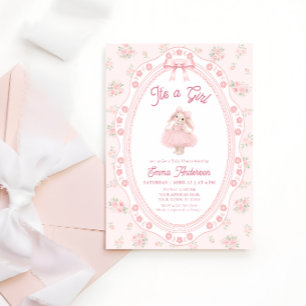 Convites É uma Menina Coelhinha Rosa Chuveiro de Bebê