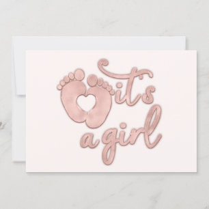 Convites É uma menina com um novo Rosa de bebê com cora
