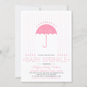 Convites É uma menina   Cute Hearts & Umbrella Baby Sprinkl