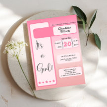 É uma menina! Gradiente Rosa Chuveiro de Bebê Fofo