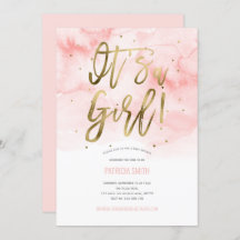 É uma menina, rosa, aquarela, Chá de menina