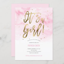 É uma menina, rosa, aquarela, Chá de menina