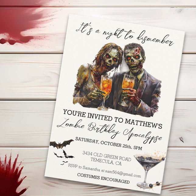 Convites É uma Noite para Desmembrar Zumbi do Halloween  (Criador carregado)