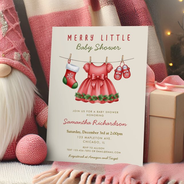 Convites É uma roupa de bebê Girl Natal Feliz (Criador carregado)