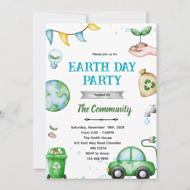 Convites Earth day theme invitation (Frente)