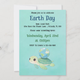 Convites Earth Day Turtle with Globe
