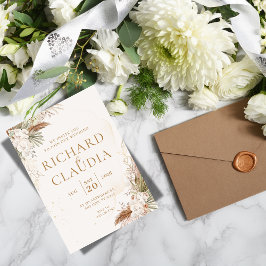 Convites Earthy Botanical Wedding Invitation | Customizable