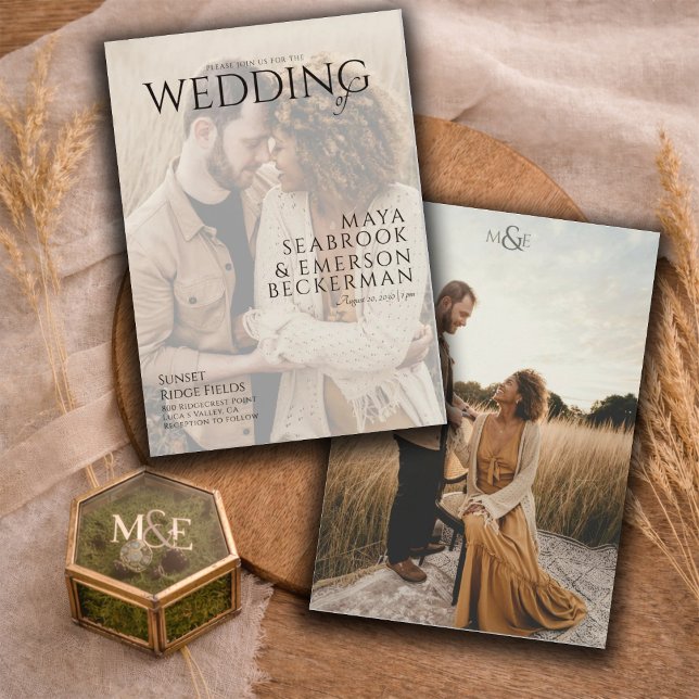 Convites Earthy Rustic Photo Wedding (Criador carregado)