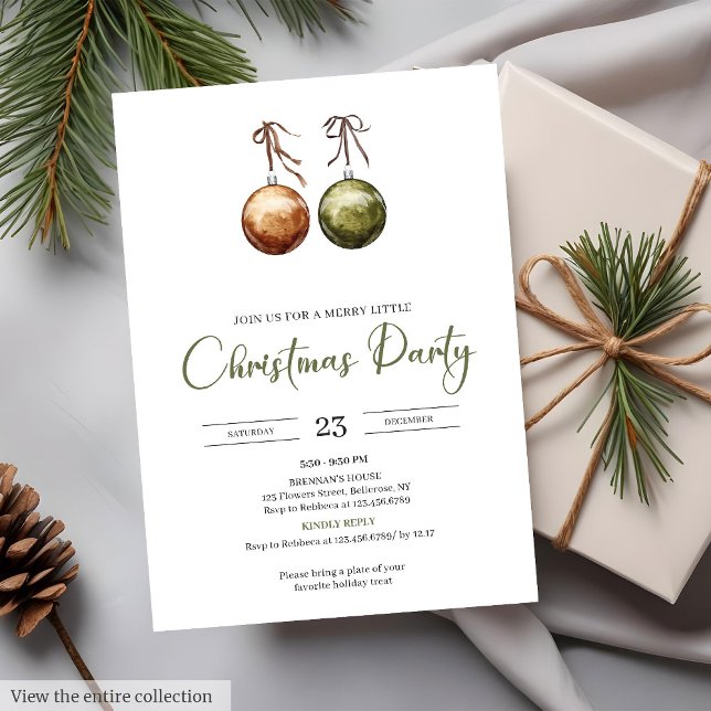 Convites Earthy Terracotta Watercolor Rustic Christmas  (Earthy Red Green Watercolor Rustic Christmas Party

)
