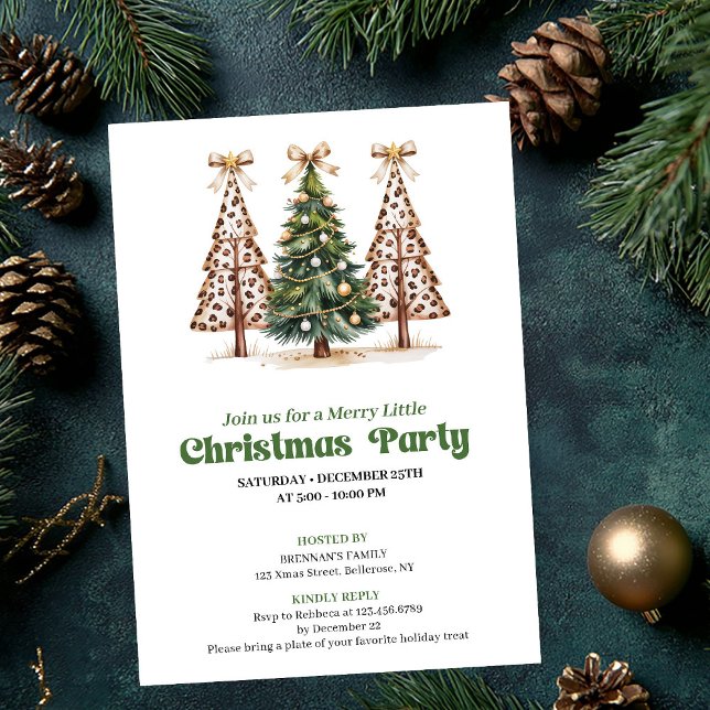 Convites Earthy tones Christmas tree leopard print invite (Earthy tones Christmas tree leopard print invite)
