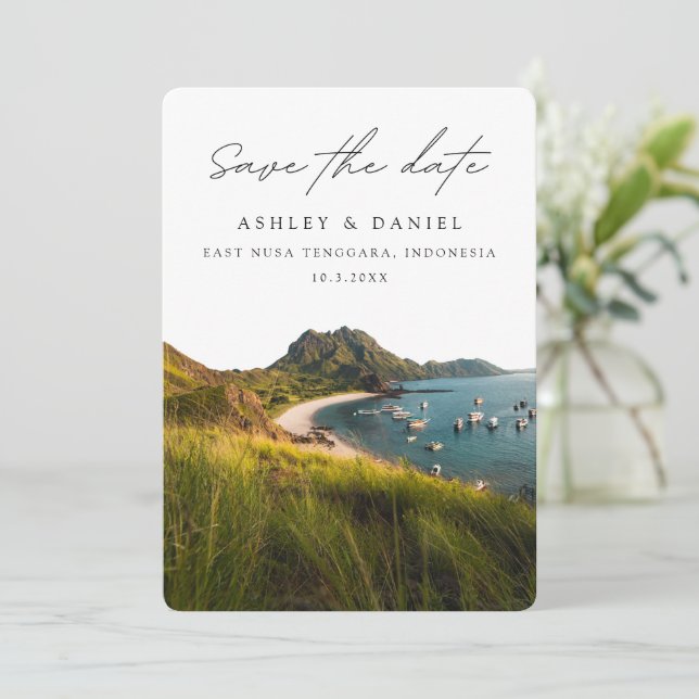 Convites East Nusa Tenggara Salve a Data Casamento Indonési (Em pé/Frente)