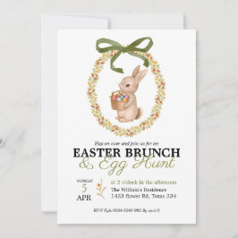 Convites Easter Brunch and Egg Hunt Bunny Floral Invitation