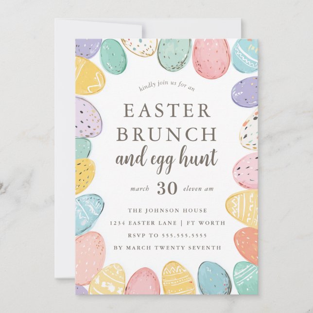 Convites Easter Brunch and Egg Hunt Easter Holiday Invitati (Frente)